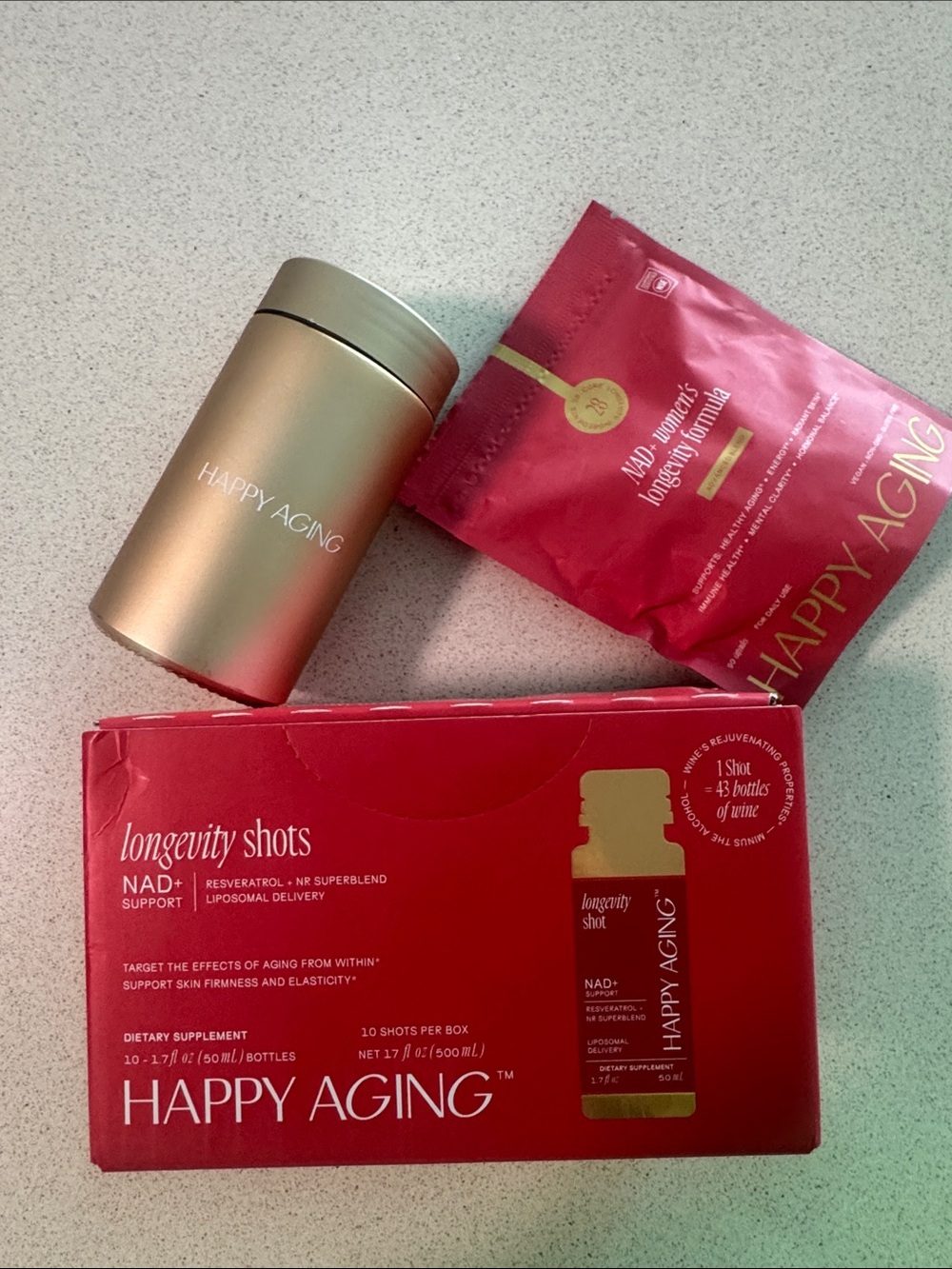 Brand new (just received) Happy Aging NAD+ 10 bottles plus 90 capsules